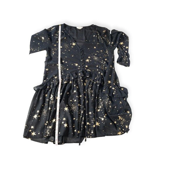 If By Sea Black Celestial Print Dress With Stars & Moons SZ L Sheer Dress - Picture 5 of 9